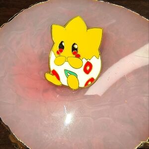 Women’s jewelry Cute Yellow & White Enamel Pin Togepi Pokemon sign of good luck!